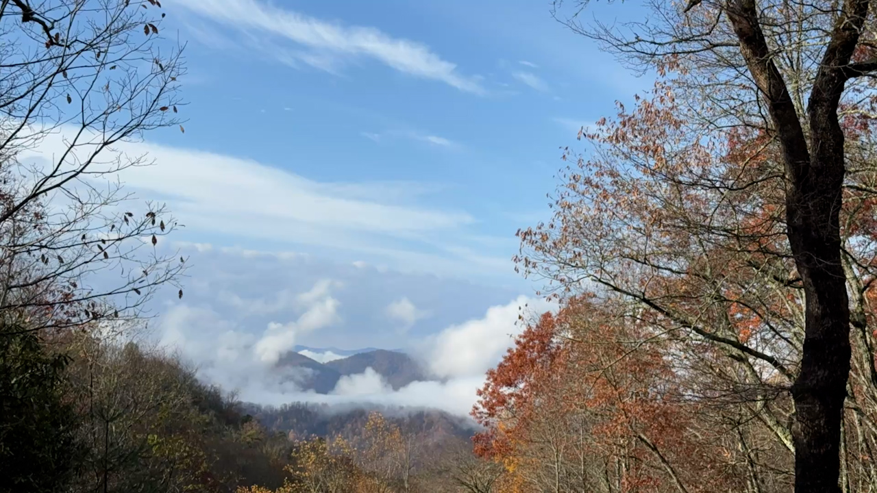 distant mountains with low clouds